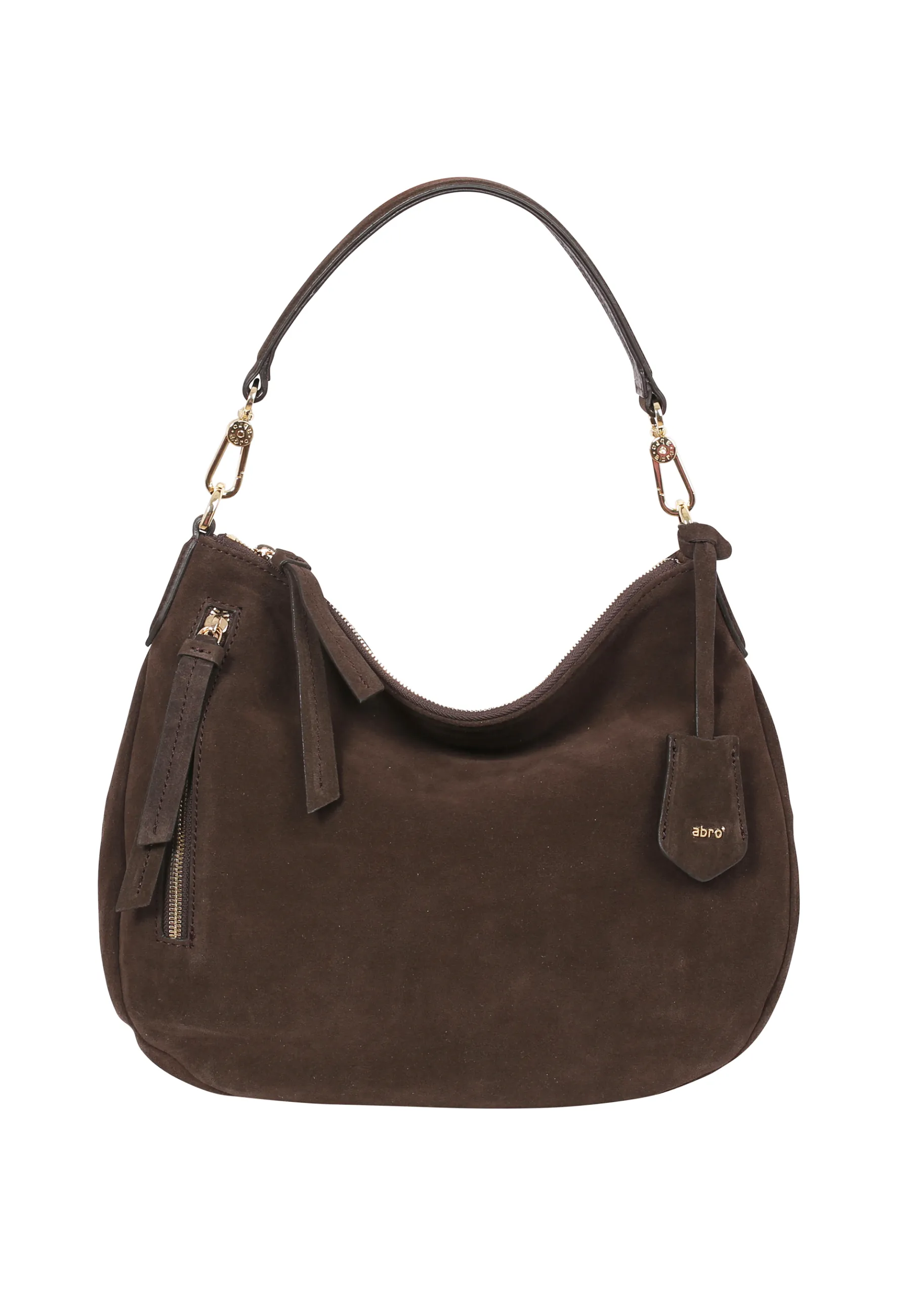 Hot Beutel JUNA medium Leder Suede dark brown Beutel