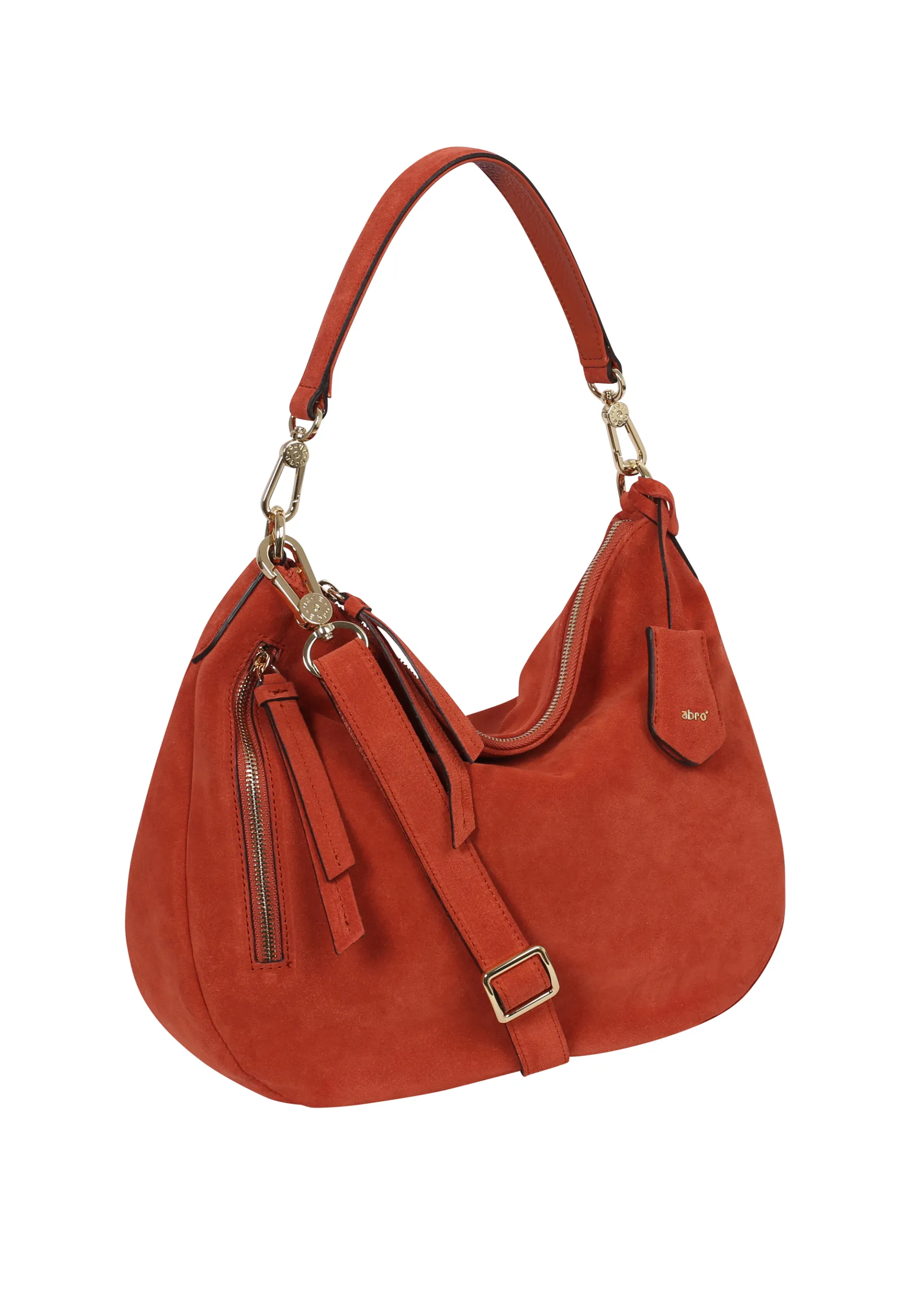 Online Beutel JUNA medium Leder Suede dark orange Beutel