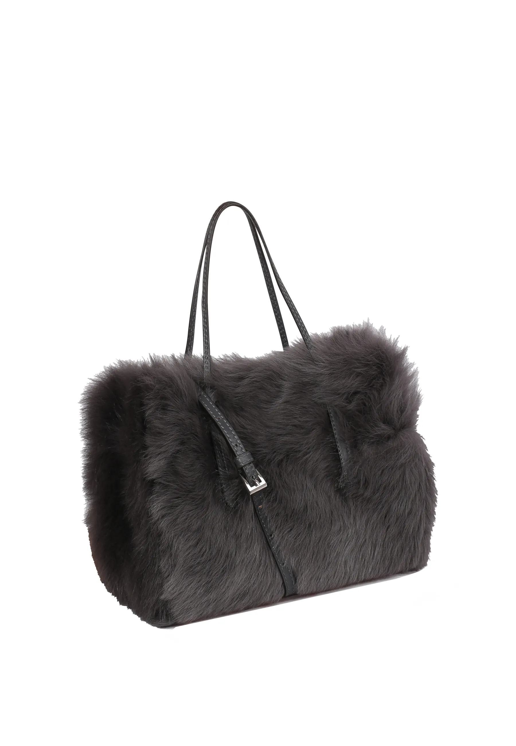 Cheap Handtasche NOELLE Leder Shearling LH d.grey Handtaschen