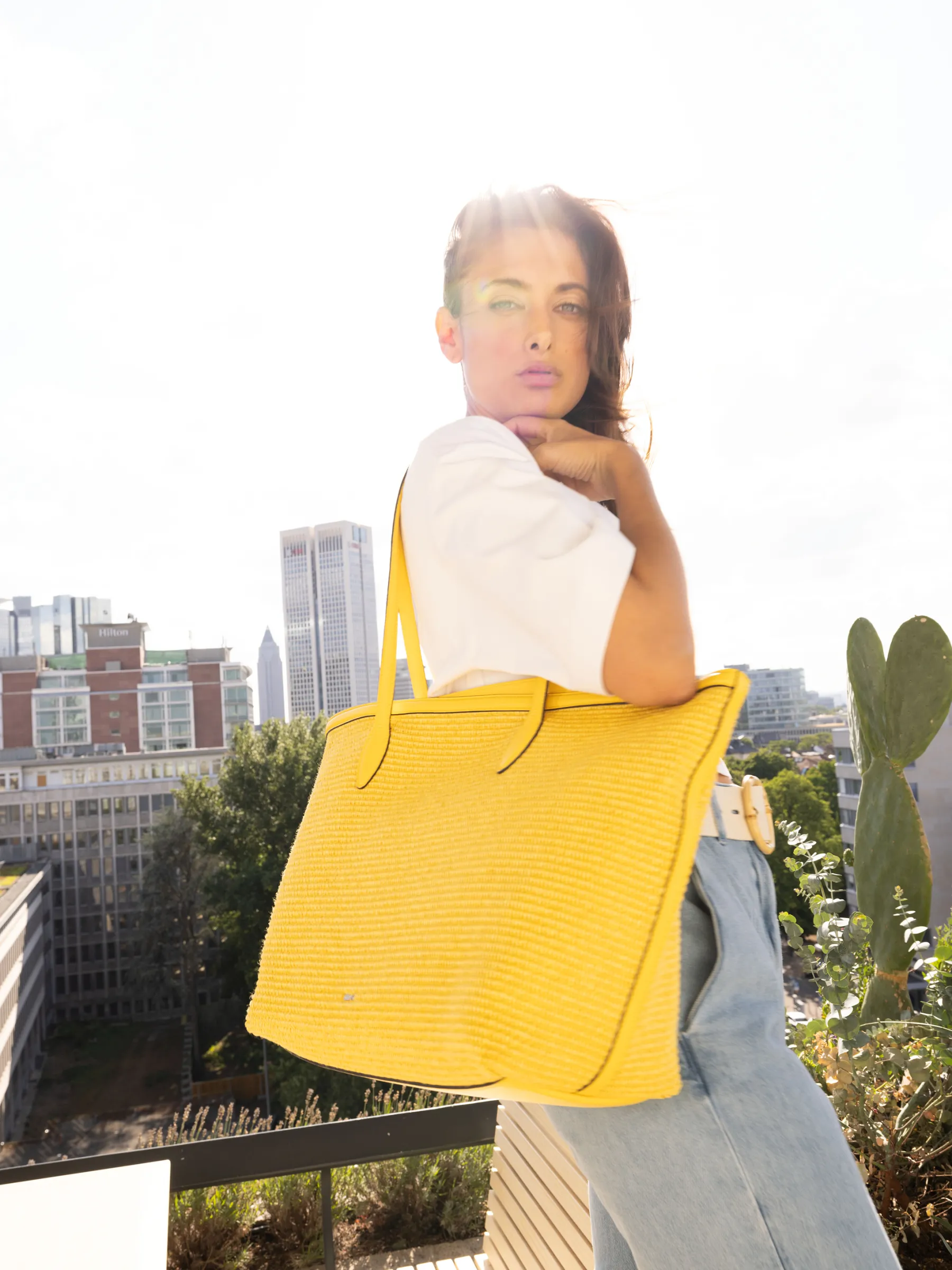 Outlet Shopper PRIMULA Stoff Raffia yellow Shopper